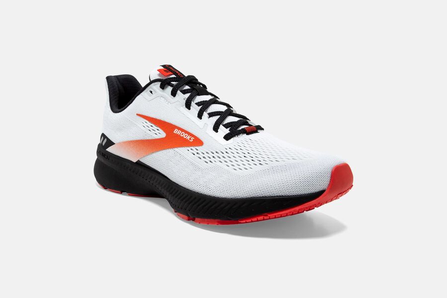 Brooks Launch 8 Road Running Shoes Mens White/Black/Red 129457-KMZ